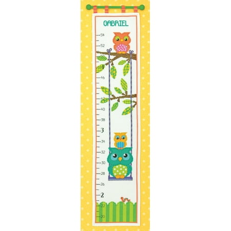dimensions owl growth chart counted cross stitch kit 9 quot x owl growth chart cross stitch