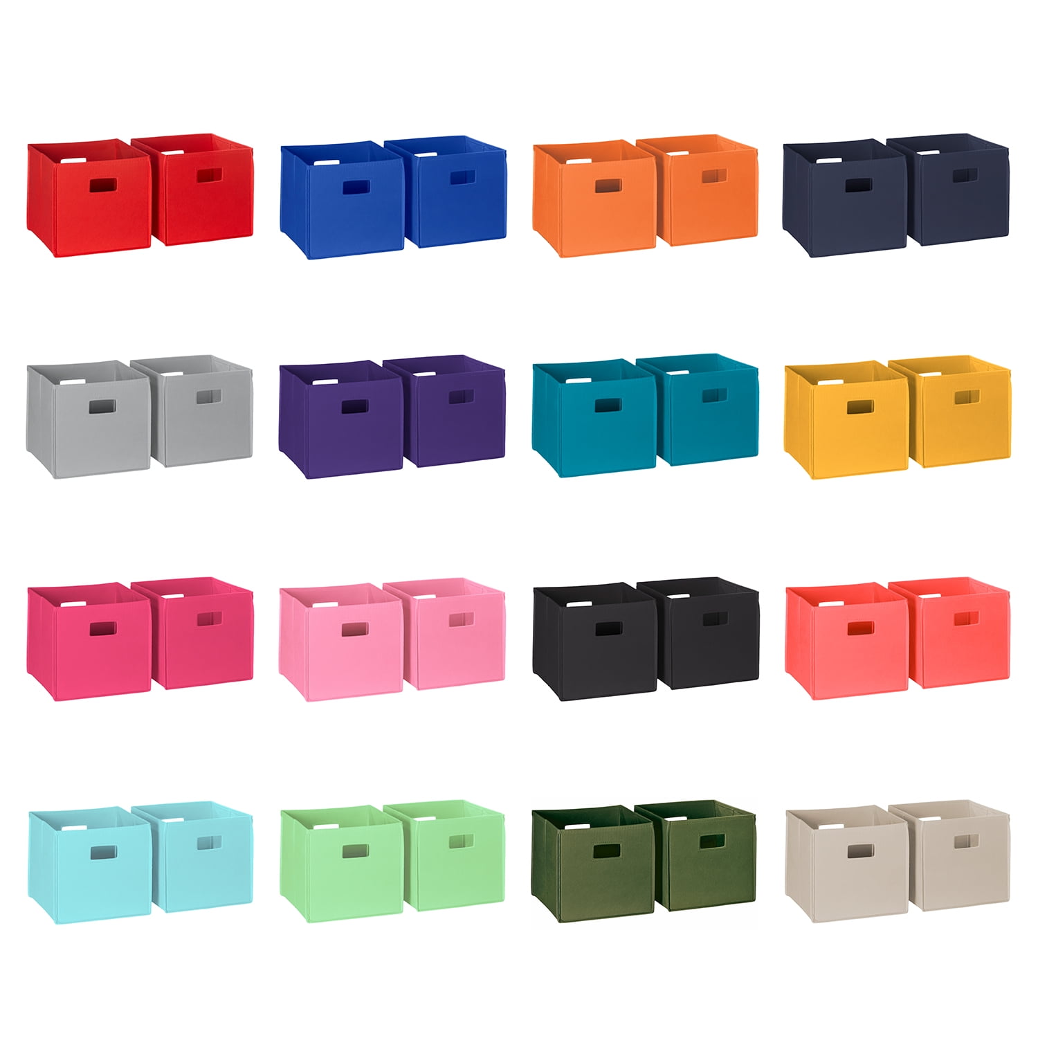 RiverRidge Kids 2 Piece Fabric Collapsible Storage Cube Organizers with Handles for Playroom Organization - Dark Purple