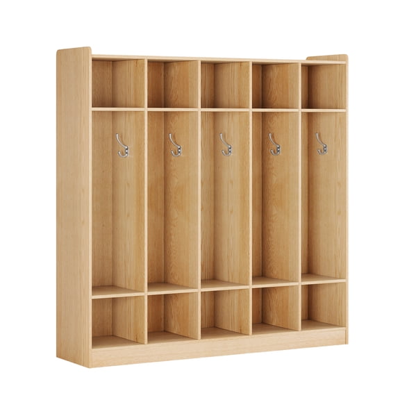 5-Section Coat Locker,Classroom Coat Locker with 10 Cubbies,Storage Organizer/Cabinet