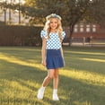 thumbnail image 5 of THDHVS Shirts for Girls,Girls Tops,Girls Polka Dot Short Sleeve Tee with Ruffle Hem Light Blue 10-11 Years, 5 of 8