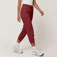 thumbnail image 5 of Womens Capri Joggers with Thin Fleece Drawstring Lounge Sweatpants Red Cropped Pants with Pockets Size XL, 5 of 9
