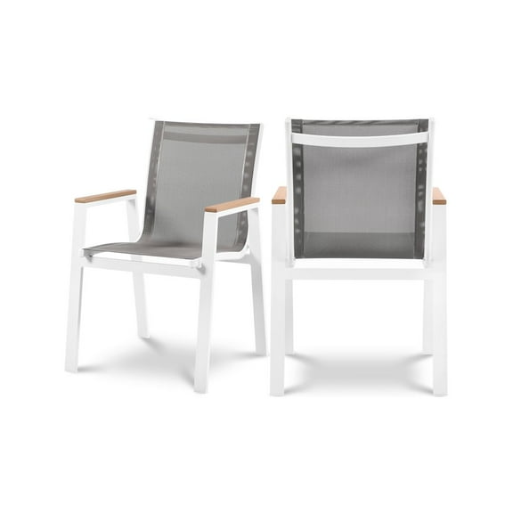 Meridian Furniture Nizuc Grey Outdoor Patio Dining Arm Chair (Set of 2)