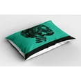 thumbnail image 2 of Ambesonne Skull Pillow Sham 2 Pack, Abstract Human Skeleton, 30"x20", Jade Green and Black, 2 of 3