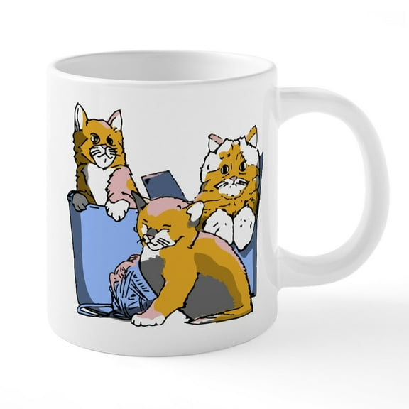 CafePress - Three Cats - 20 Oz White Ceramic Mega Mug