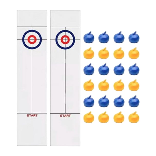 Juego de curling de mesa, juego de y 16 rodillos, juegos familiares fáciles de configurar, juegos en miniatura para interiores y exteriores en