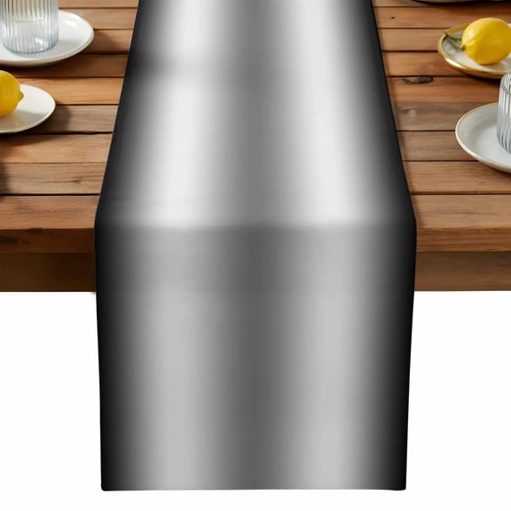 Ombre Black White Cotton Linen Table Runner for Dining Kitchen, Simple Abstract Striped Farmhouse Wedding Outdoor Party Tablerunners Decoration, Dresser Scarf Coffee Tablecloth Runners 13x48 Inches