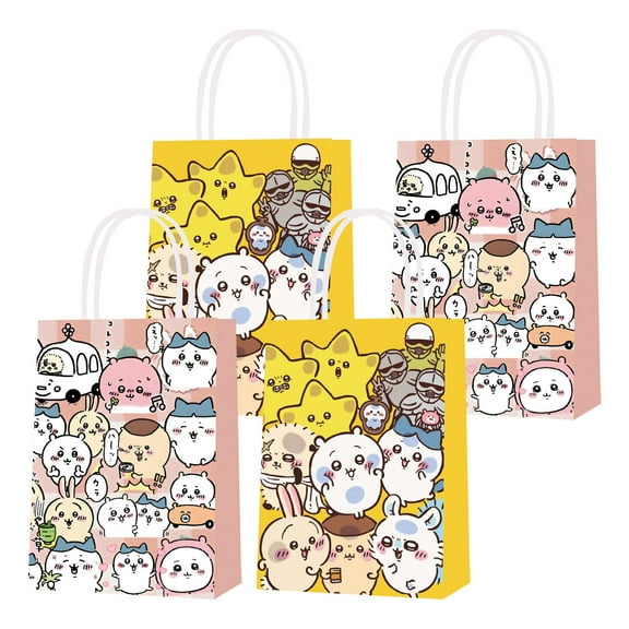 16 PCS For Kawaii Chiikawa Theme Party Favor Bags,Birthday Party Bags,Birthday Party Decorations,With Handles Favor Bags Candy Gift Bags for Party Supplies