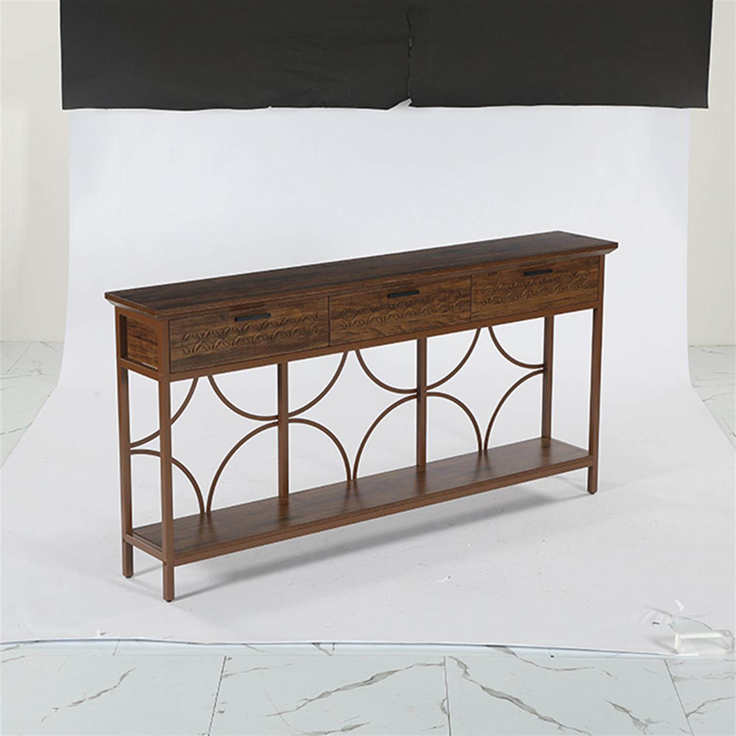 Demi Bonn 70.9" Console Table, Long Entryway Table Accent Table with Storage Drawers, Foyer Display Table, Brown