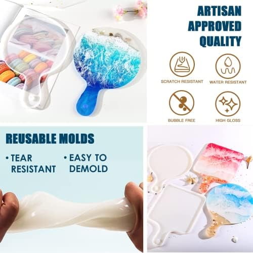 Epoxy Resin Kit for Beginners, Resin Kit with Coaster Molds, Crystal Clear Art Casting Resin for DIY Resin Coasters 16 FL.OZ