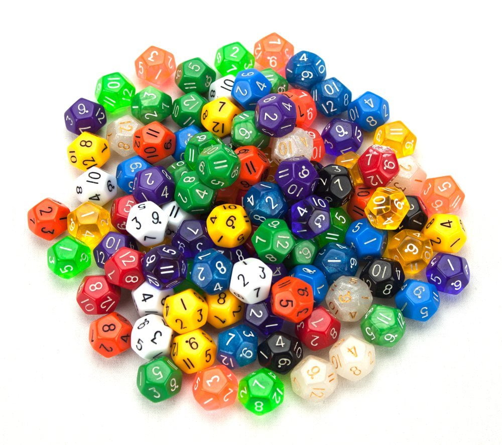 100+ Pack of Random D12 Polyhedral Dice in Multiple Colors By, Contains