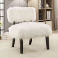 thumbnail image 3 of Faux Fur Upholstered Contemporary Wooden Accent Chair, White And Black, 3 of 3