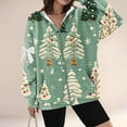 thumbnail image 3 of Christmas Jacket For Women Hooded Front Zip Xmas Print Bow Outwear Plus Size Casual Holiday Cardigan With Pockets (5XL, Green-A), 3 of 4
