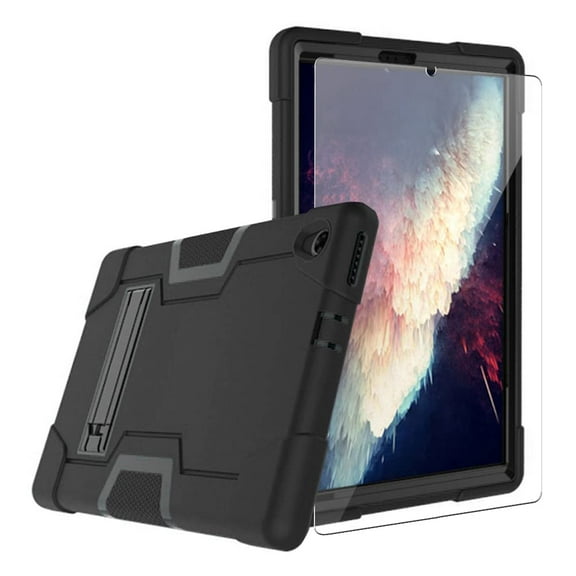 FIEWESEY for Lenovo Tab K10 10.3 Inch Case,Hybrid Shockproof Kids Friendly Rugged Protective Case for Lenovo Tab M10 Plus (2020 2nd Gen)/Lenovo Tab K10 Screen Protector(Black/Black,1 Pcs)