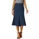 thumbnail image 1 of Falda de mezclilla casual INSPIRE CHIC para mujer, de talle alto, en línea A, con vuelo, midi, 3XL, azul oscuro, 1 of 1