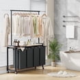 thumbnail image 3 of Panier Trieur de Lessive à 4 Sections sur Roulettes avec Support Suspendu et Tablette Utilitaire – Roues Verrouillables – Cadre en Métal Robuste – Panier Organisateur Multi-Pièces pour Buanderie, Chambre, Salle de Bain 4 Sacs, 3 of 7