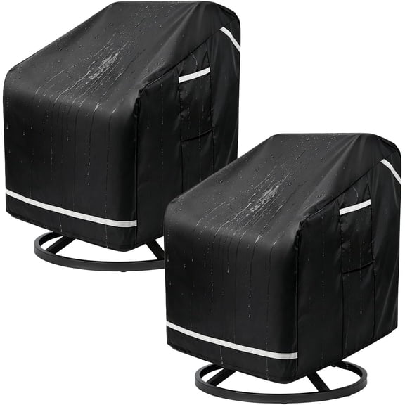 Patio Chair Covers for Outdoor Furniture , Heavy Duty Patio Rocking Chair Covers of 2 Pack, 37" W x 38" D x 39" H, Outdoor Lawn Patio Furniture Covers for Lounge Deep Seat, Black