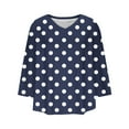 thumbnail image 4 of SCSAlgin Womens Plus Size Polka Dot Tops 3/4 Sleeve Blouses Crew Neck Shirts Casual Loose Tunic Tops, 4 of 5