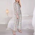 thumbnail image 3 of KLL Floral Elephant Print Women's Long Sleeve Pajamas with Pants Sleepwear Loungewear 2 Set-X-Large, 3 of 7