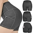 thumbnail image 4 of Pantalón deportivo elástico de cintura alta para mujer, pantalones cortos transpirables para yoga y correr (gris lino XL), 4 of 8