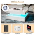 thumbnail image 5 of Hironpal LED Coffee Table, 2-Tier Square Coffee Table High Gloss Minimalist Design with Plug-in 16-Color LED Light for Home Office Reception Room, White, 5 of 8
