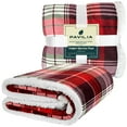 thumbnail image 2 of PAVILIA Christmas Plaid Blanket | Sherpa Fleece Flannel Throw Blanket | Christmas Plaid Warm Plush Microfiber Blanket for Couch Sofa | 60x80 Inches, 2 of 7