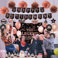 thumbnail image 6 of Retirement Decorations Balloons Banner Kit - 55 Pcs Black Rose Gold Balloons Backdrop Banner Paper Pom Poms Cake Topper Pull Flag Hanging Swirls Suitable For Woman Man Retire And Farewell Parties, 6 of 7