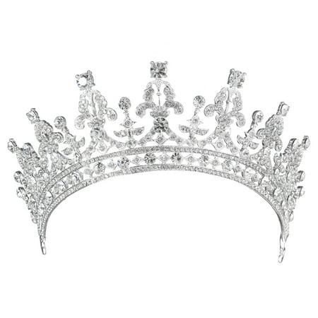 Luckyfine Royal Wedding Crown CZ Crystal Pageant Birthday Tiara Bridal Headpiece Women Princess Hair (Best Price On Crown Royal)