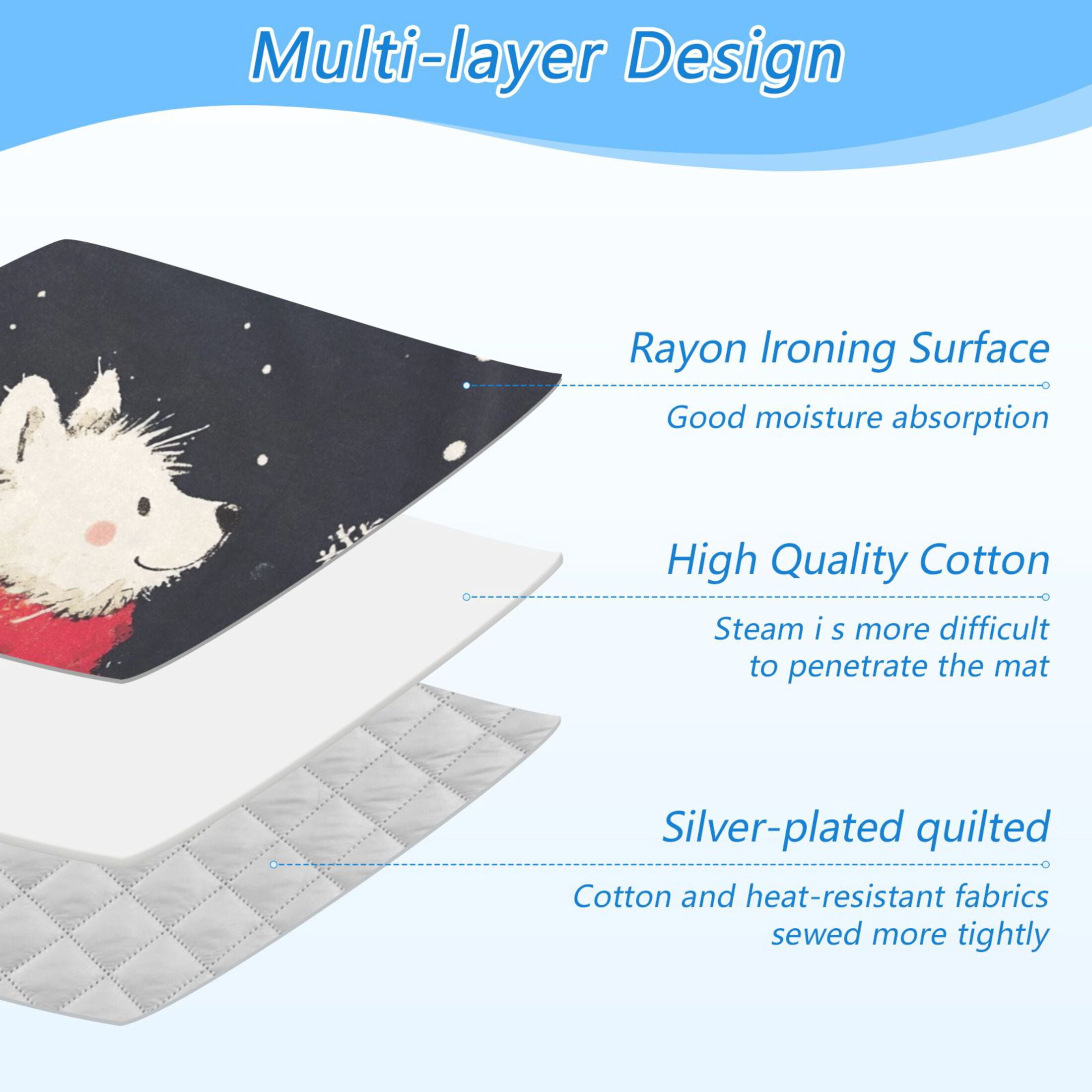 Winter Dog Snowflake Ironing Mat Blanket for Table Top Travel Portable Ironing Board Pad 47.2x27.6 Inch