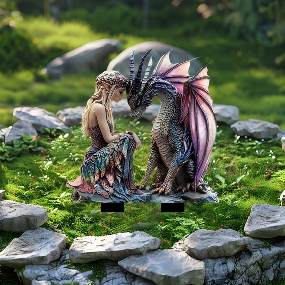 ACDANC Bohemian Fairy Flower Pot Decoration,Acrylic Garden Ground Insert Pots Accessories,Large Pot Figurines Handcrafted,Fall Decor for Home Garden Yard Lawn (Dragon)