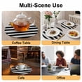 thumbnail image 2 of Black Grey Stripe Round 13 Inch Placemats Set of 2, Minimalist Farmhouse Striped HeatResistant Non Slip Place Mats for Dining Table, Wipeable Braided Kitchen Table Mats for Housewarming, 2 of 9