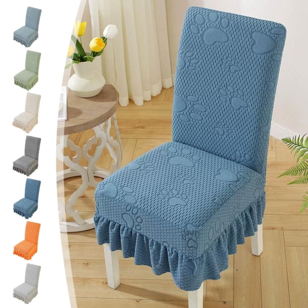 Fundas De Silla De Terciopelo Funda elástica beige con diseño de pata de gato para silla de comedor, gruesa, para asiento y respaldo, para todas las estaciones (1 unidad) JASKFLY