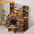 thumbnail image 3 of Modern Makeup Vanity Desk with LED Lighted Mirror,56in Vanity Set with Charging Station&Cushioned Storage Stool,Wooden Dressing Table, 3 of 8