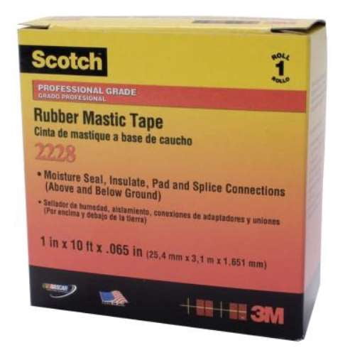 3M Scotch Rubber Mastic Tapes 2228, 2' x 10 ft, 65 mil, Black, 1 RL (500-096566)