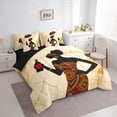 thumbnail image 2 of Castle Fairy Modern Black Female Figure Holding Wine King Bedding 7pcs,Abstract Tribal Print Style King Bed in a Bag,Beige Gold Red,Black Reversible, 2 of 7