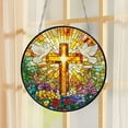 thumbnail image 4 of Flower Suncatcher Faux Stained Glass Window Hanging - Christ Wall Art with Bible Verse, Religious Home Decor Gift for Holidays & Special Occasions, 4 of 6