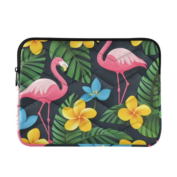 FORMRS 13"-13.3" Laptop Sleeve Protective Case Soft Carrying Quilted Computer Bag Cover, Flamingo Floral Pattern