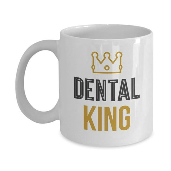 Dental King Crown White Coffee & Tea Gift Mug, Novelties, Office Décor, Party Supplies, Accessories, Utensils, Ornament, Products And Pen Container For A Professional Male Dentist