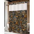 thumbnail image 4 of Boho Floral No Hook Shower Curtain Waterproof, Bathroom Curtains with Snap in Liners and See Through Top Window, Vintage Botanical Paisley Flower Hotel Style Bathtub Curtains Shower 60"Wx72"L, 4 of 8