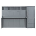 thumbnail image 6 of Euroco Wood Queen Size Murphy Bed with Wardrobe, Convertible Wall Bed wiht Cabinets and Shelves, Gray, 6 of 15
