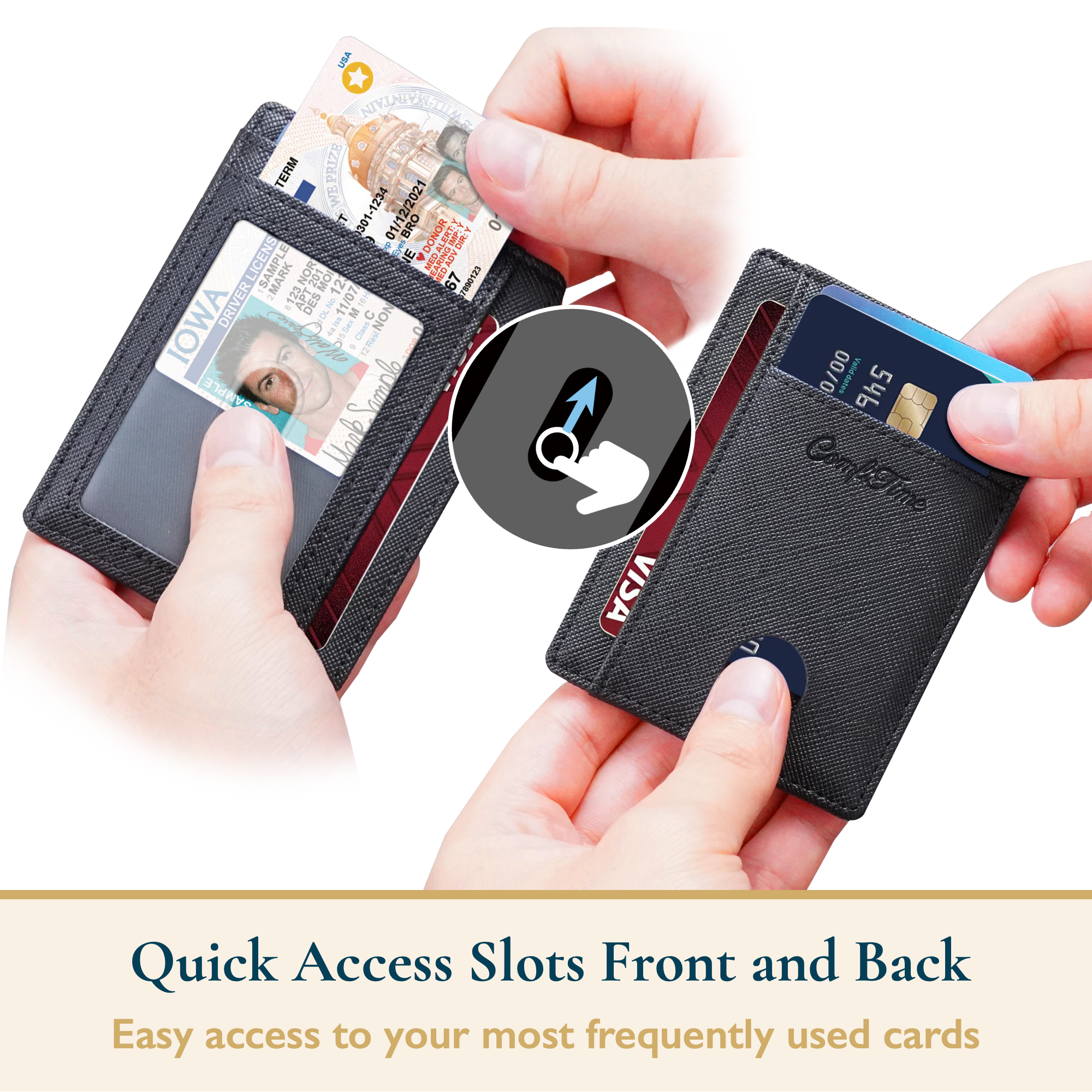 ComfiTime Minimalist RFID Slim Wallet, Black photo 5