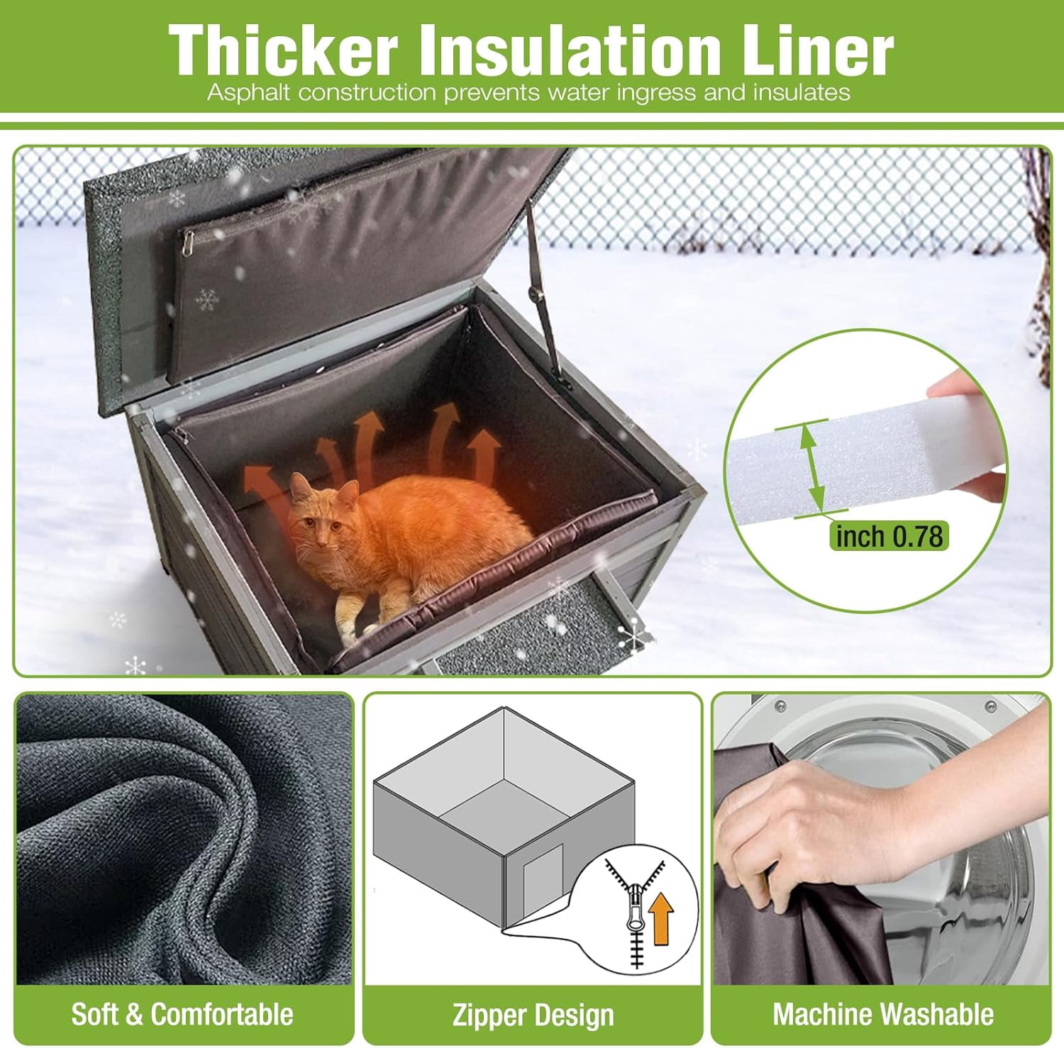 Aivituvin Insulated Cat House Outdoor with Triple-Layer - Weatherproof Cat Shelter with Insulation Liner, Elevated Base & Openable Roof for Stray/Feral Cats for Winter