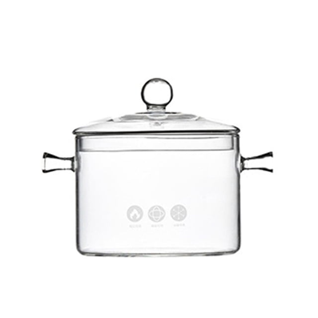 EeaseMX Olla de vidrio resistente al calor para sopa, olla transparente para guisos, olla para fideos instantáneos, cuencos para cocinas caseras y restaurantes (1,5 L con tapa de cuentas)