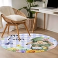 thumbnail image 5 of Easter Rabbits Round Area Rugs Collection 4', Watercolor Eggs Flowers Butterflies Purple Plaid Non Slip Indoor Circular Throw Runner Rug Floor Mat Carpet for Living Room Dining Table Bedroom Nursery, 5 of 9