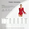 thumbnail image 6 of TiaoBug Women's Long Sleeve Tassel Fringe Bodysuit Rhinestones Gymnastics Leotard Rumba Tango Latin Dance Tops Dusty Pink XL, 6 of 6