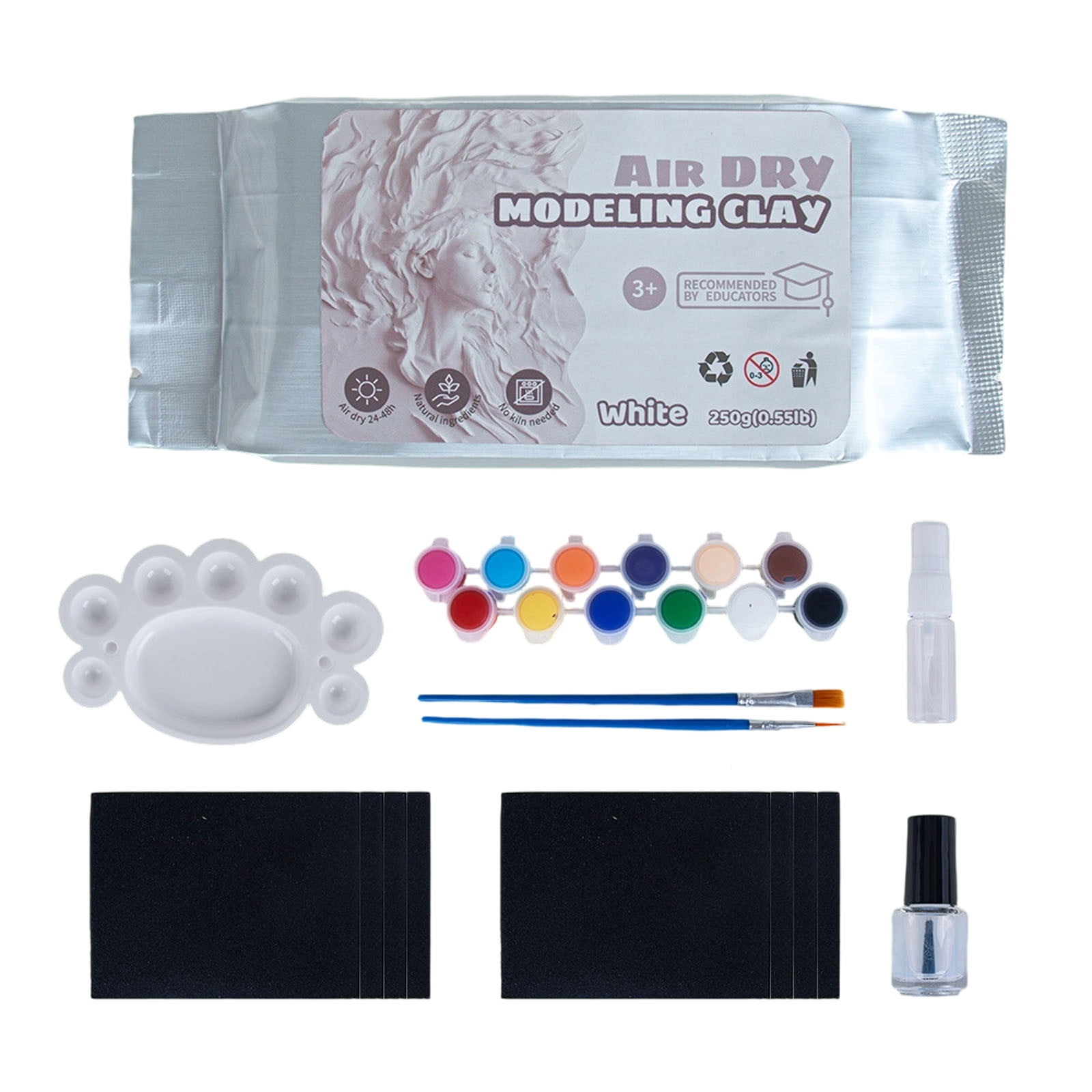No-Bake Air Dry Clay Modeling Kit, Complete Sculpting Set with Clay, Paint Brushes, and Finishing Tools, Non-Toxic DIY Craft Supplies for Handmade Sculptures, Decorations, and Art Creations