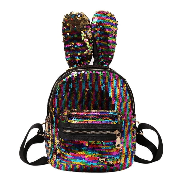 Lindas mini lentejuelas mochilas mujer niña orejas de conejo bolsos de hombro/colorido 1 Likrtyny Para estrenar