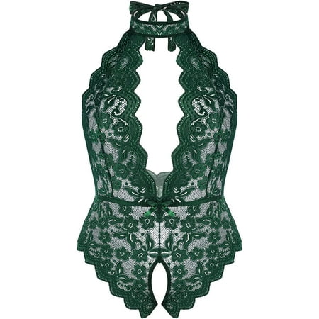 

Plus Size Lingerie for Women Sexy Bodysuit Deep V y One Piece Lace Babydoll 16-24 Plus