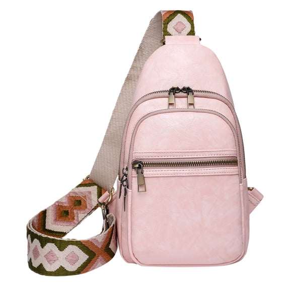 MUSOIE Sling Bag for Women PU Leather Guitar Strap Crossbody Bags Small Fanny Pack Chest Bag