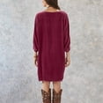 thumbnail image 4 of Gspmoly Robes d'Été pour Femmes, Mode Femmes Décontractée Solide Col Rond Manches Longues Mini Robe Robes de Soirée pour Femmes Vente de Liquidation, 4 of 7
