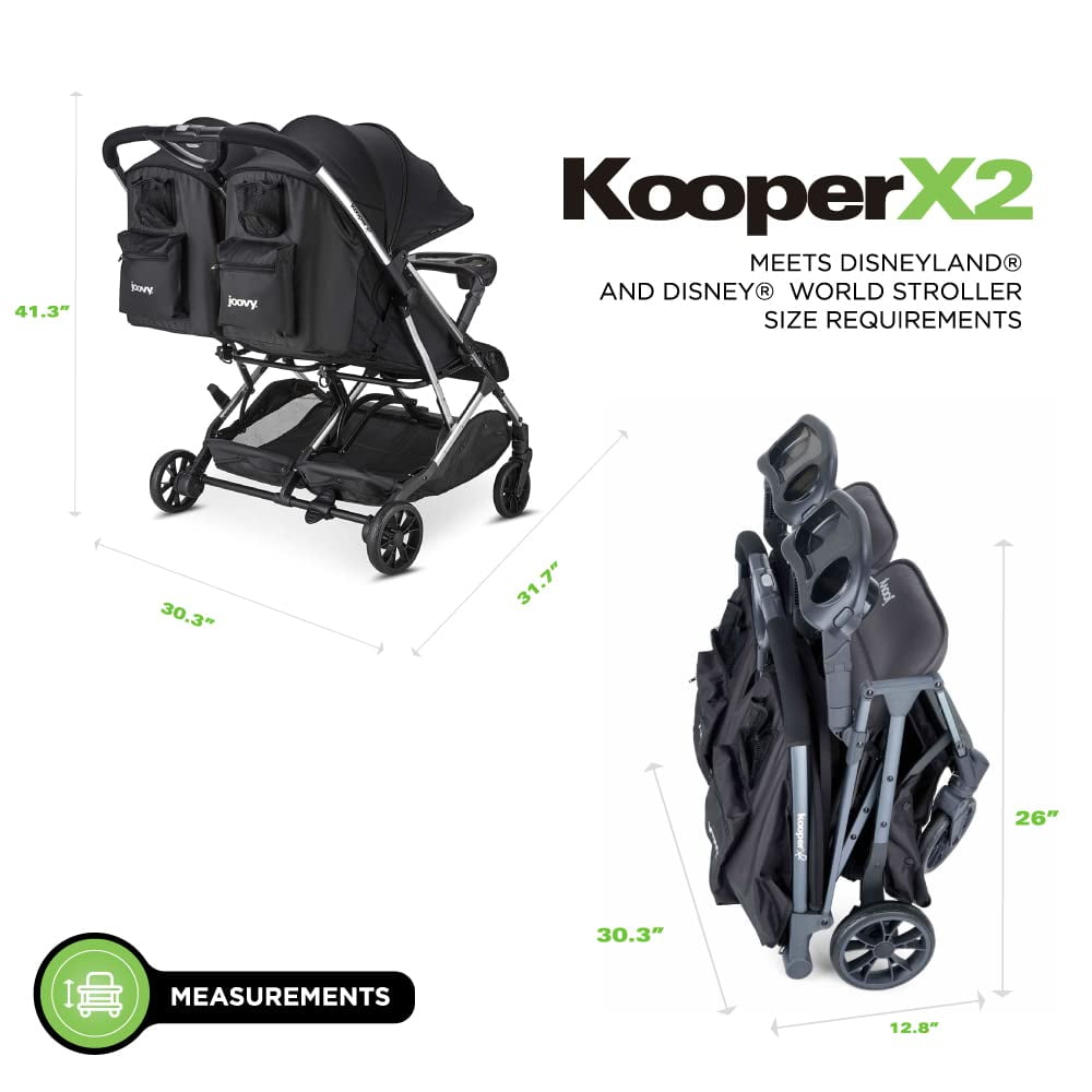 Joovy Kooper X2 Lightweight Compact Tri fold Big Wheels Collapsing Double Stroller with Tray Forged Iron Walmart